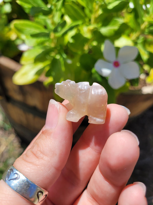 Tiny Flower Agate Bear
