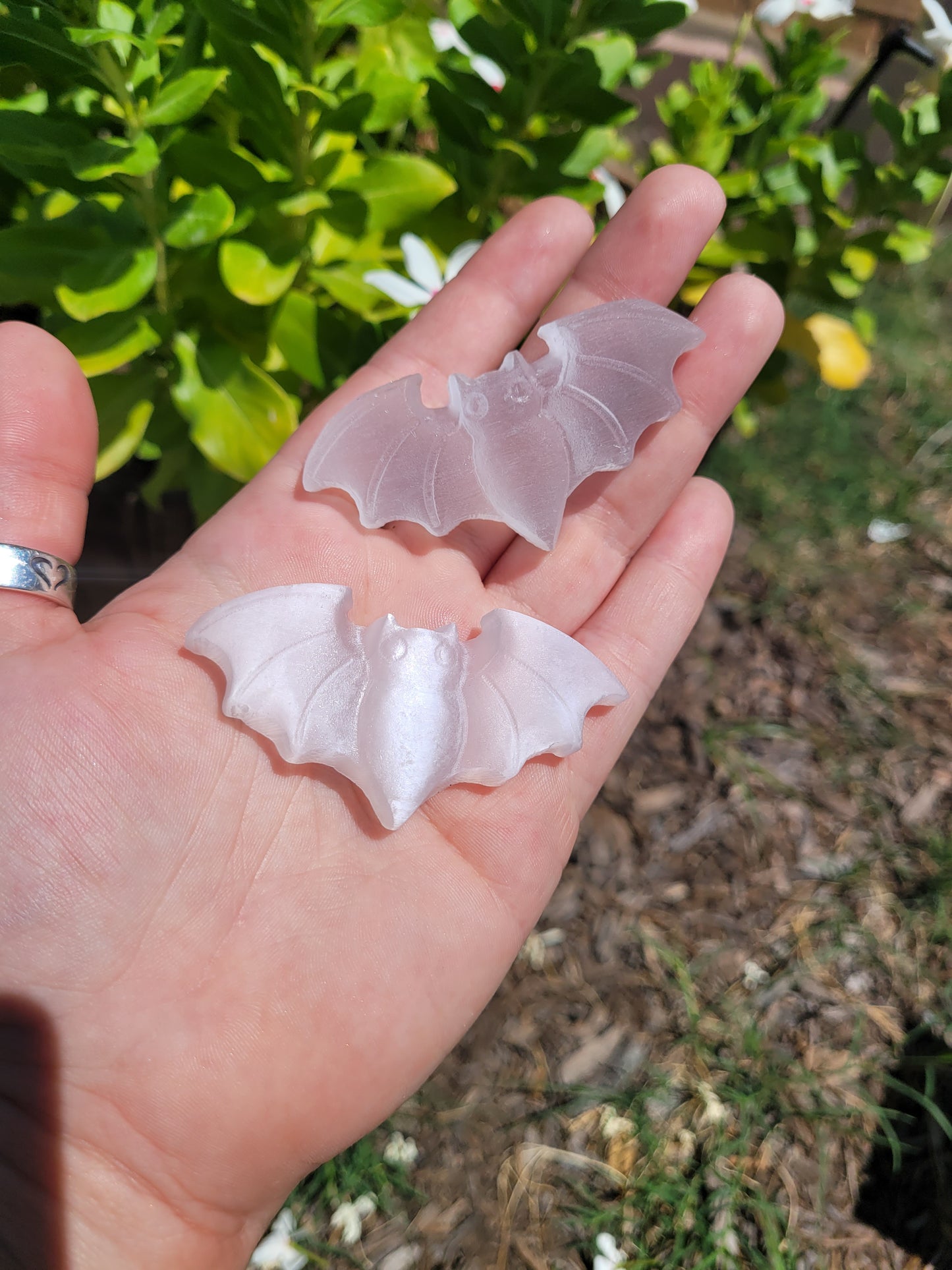Selenite Bat Carving