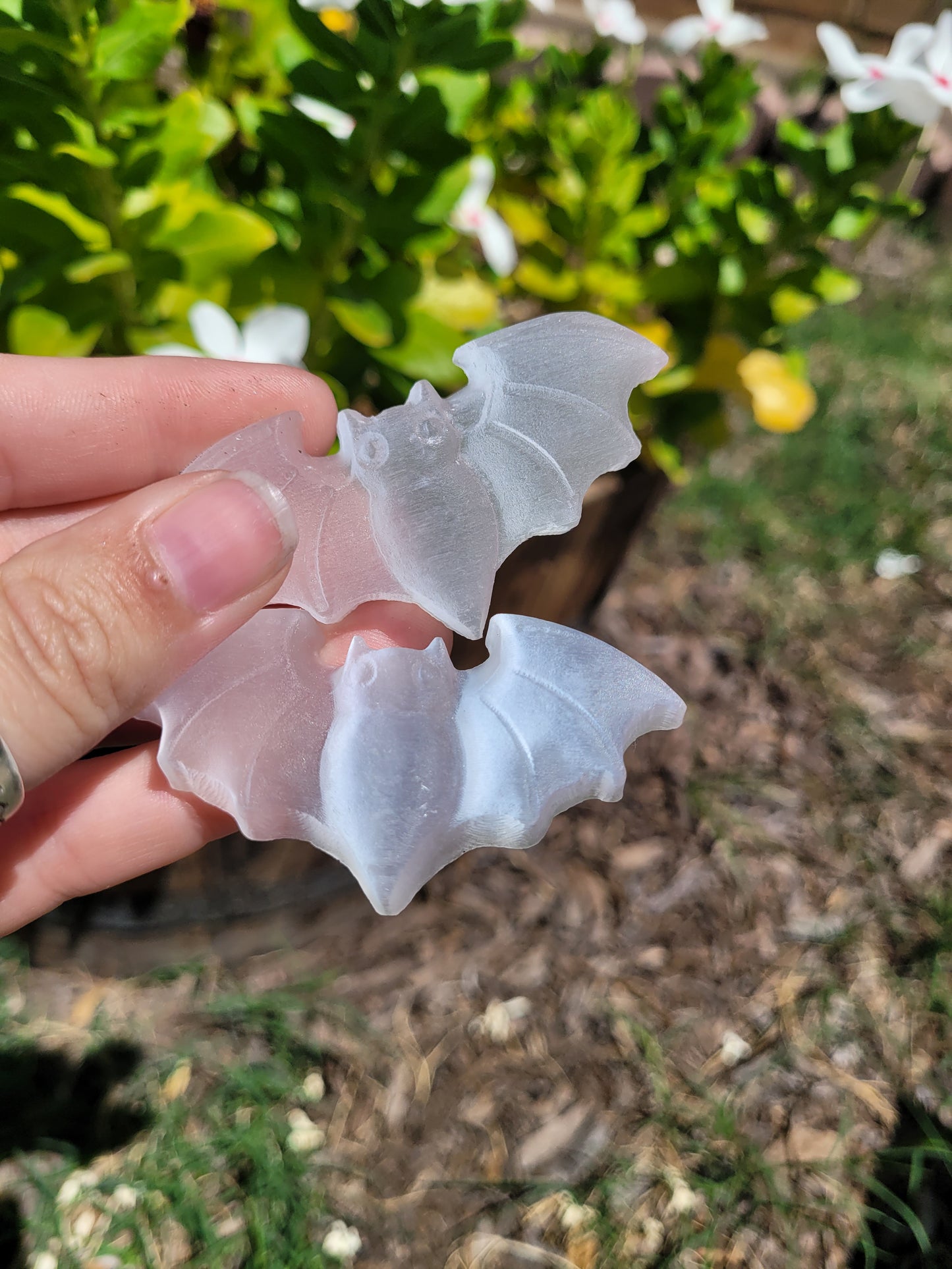Selenite Bat Carving