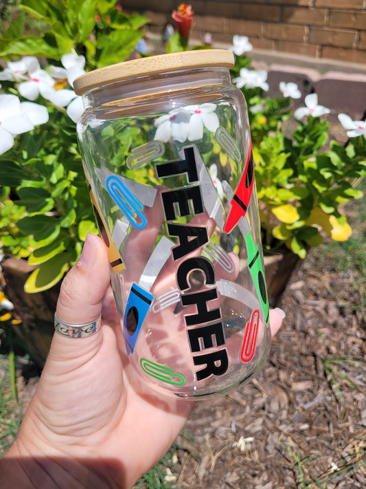 Teacher Glass Cups - 16 oz
