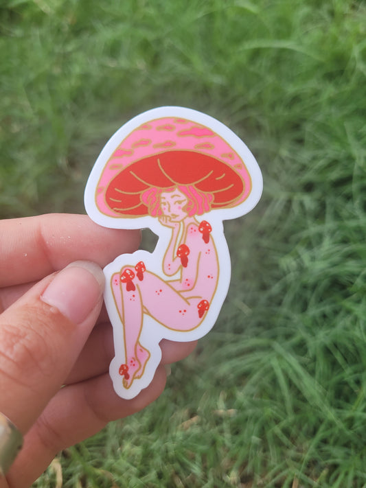 Red Mushie Gal (Nude) Sticker