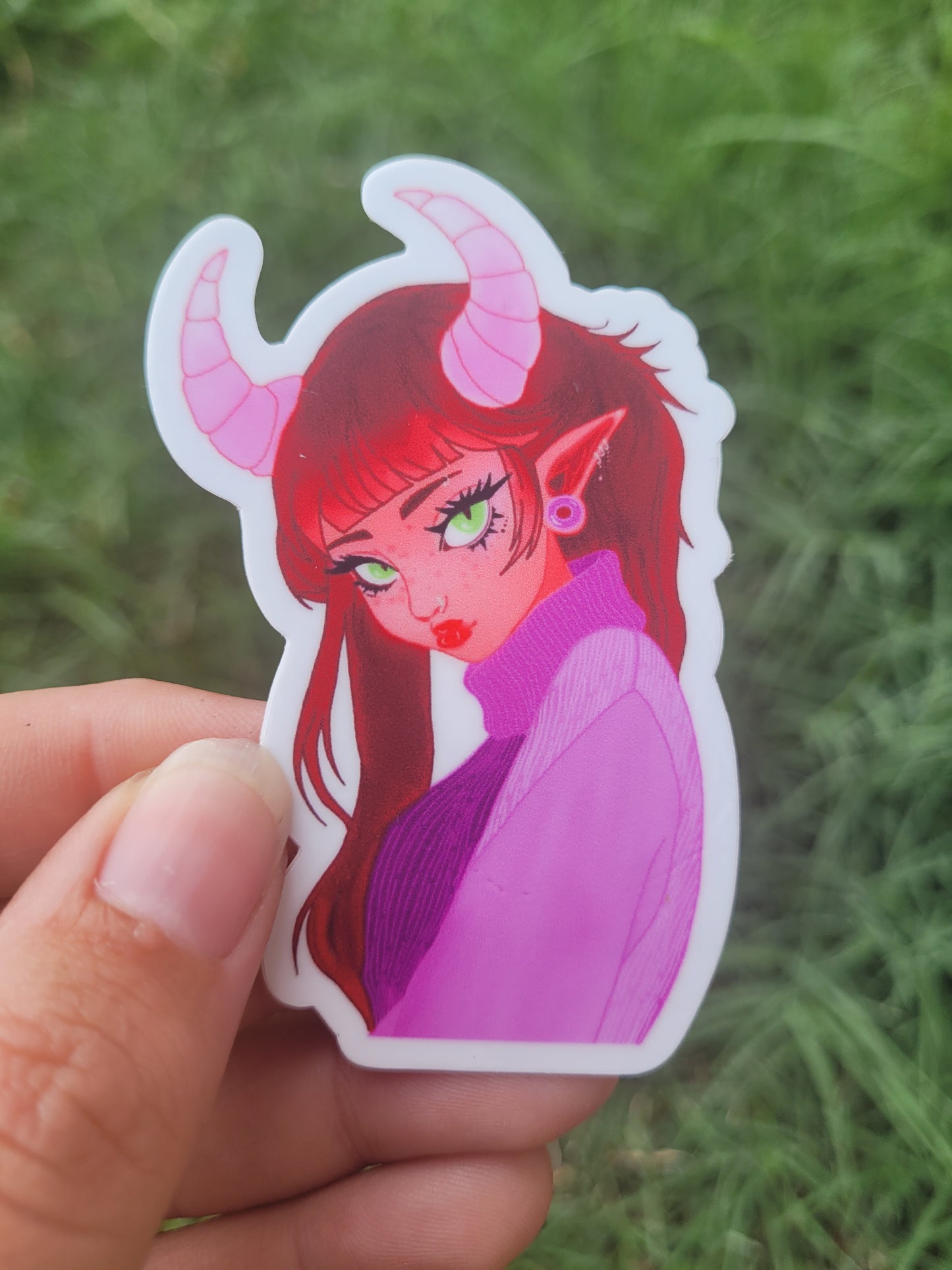 Pink Demon Girl Sticker