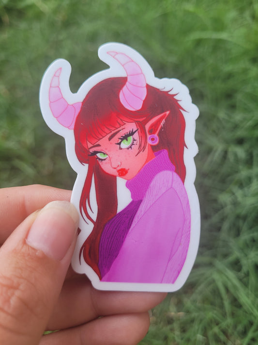 Pink Demon Girl Sticker