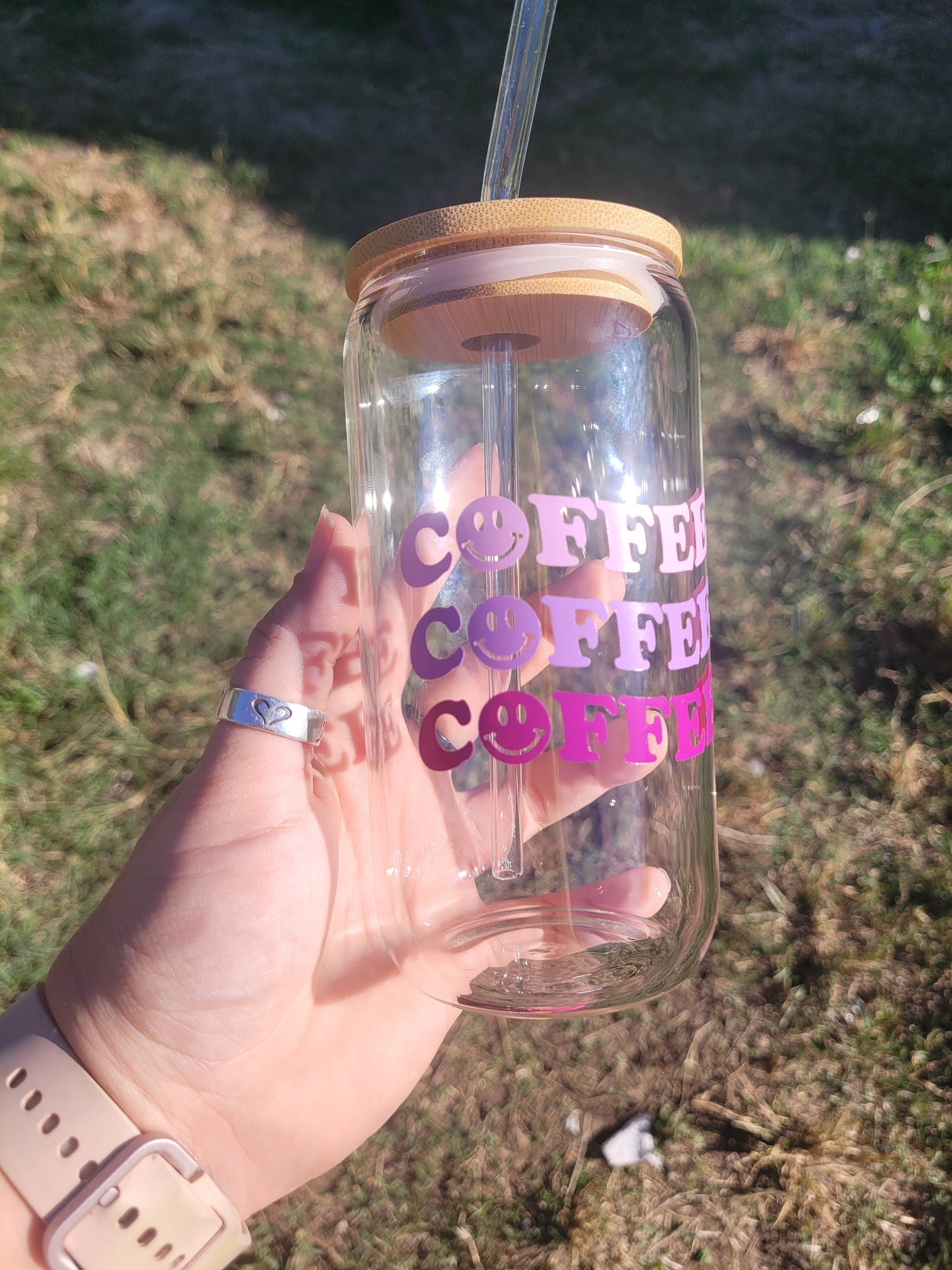 Coffee Coffee Coffee Glass Cup - 16 oz