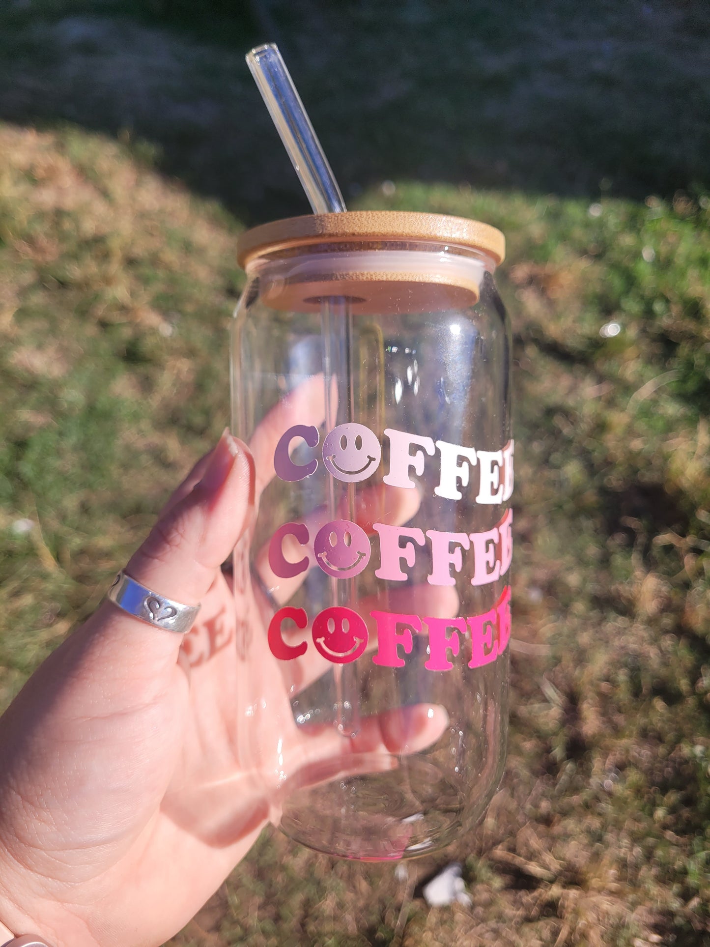 Coffee Coffee Coffee Glass Cup - 16 oz