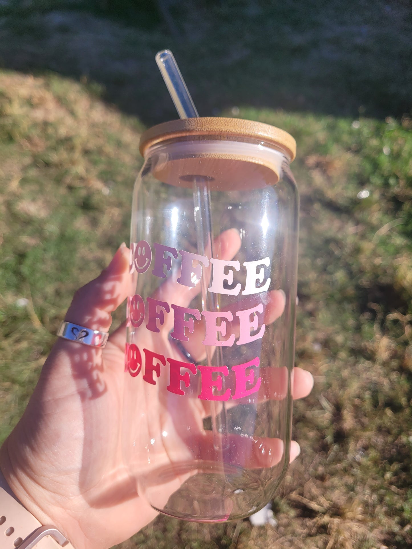 Coffee Coffee Coffee Glass Cup - 16 oz