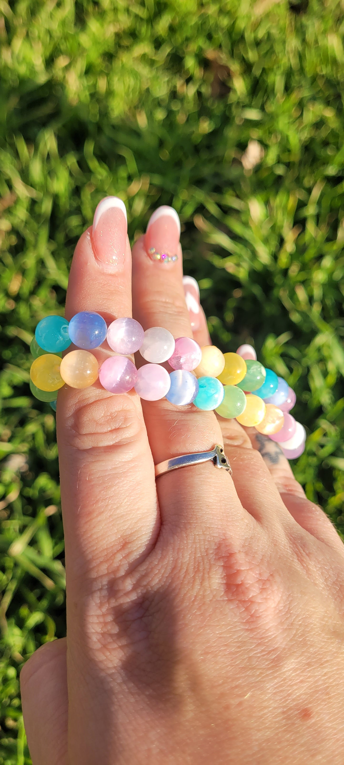 Rainbow Aura Selenite Bracelet