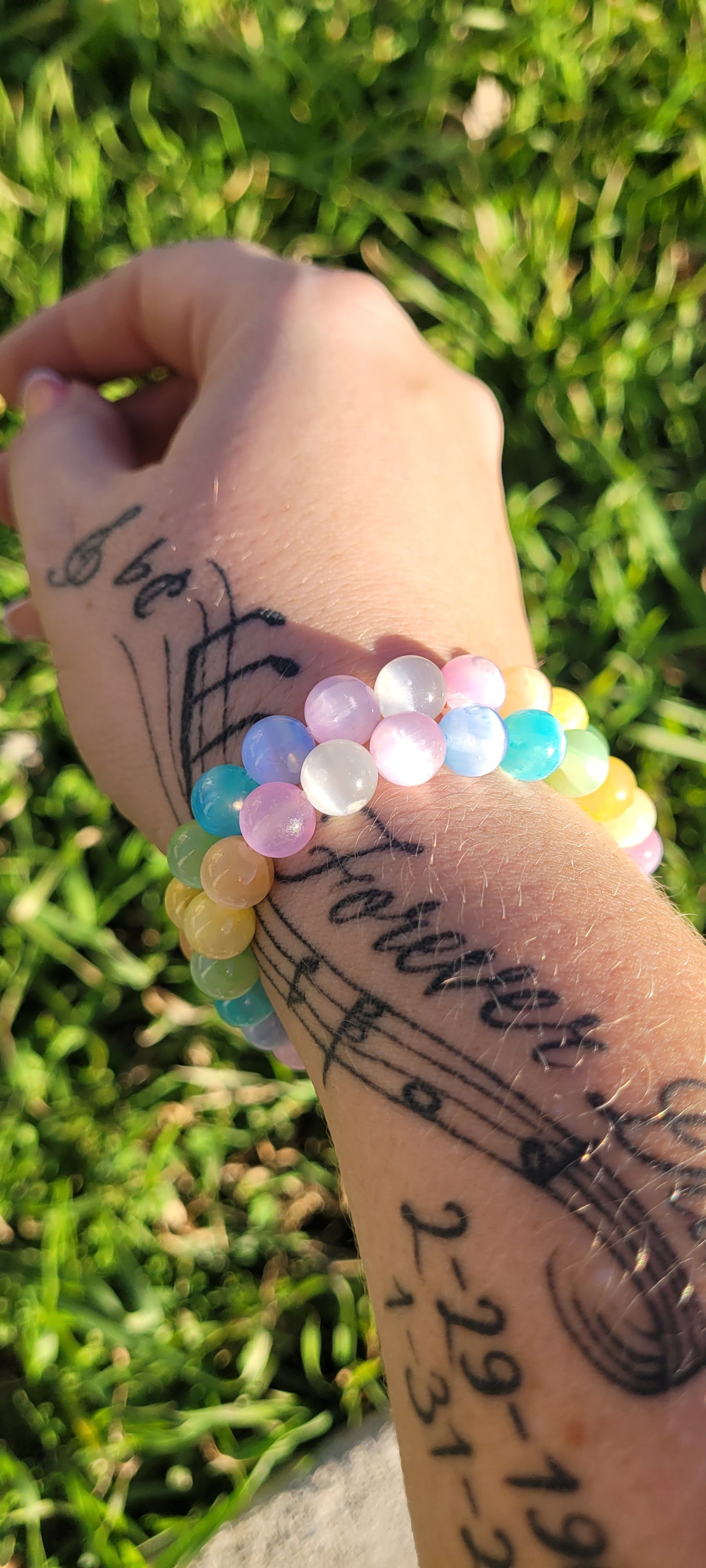 Rainbow Aura Selenite Bracelet