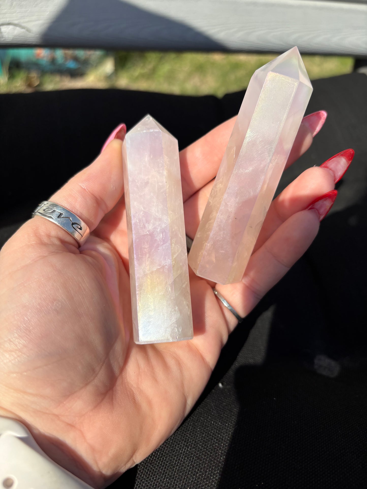 Aura Rose Quartz Tower (Medium)