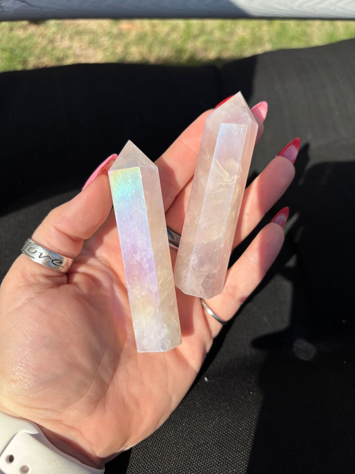 Aura Rose Quartz Tower (Medium)