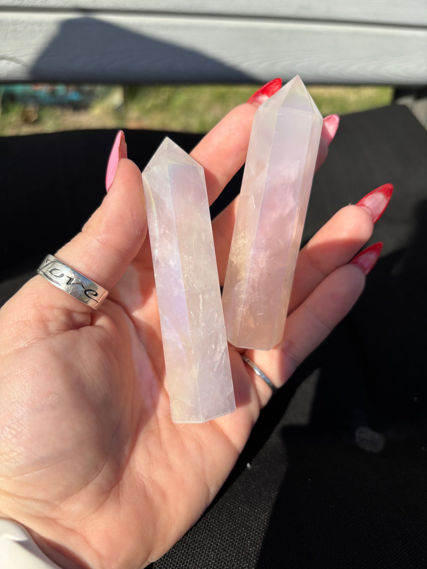 Aura Rose Quartz Tower (Medium)