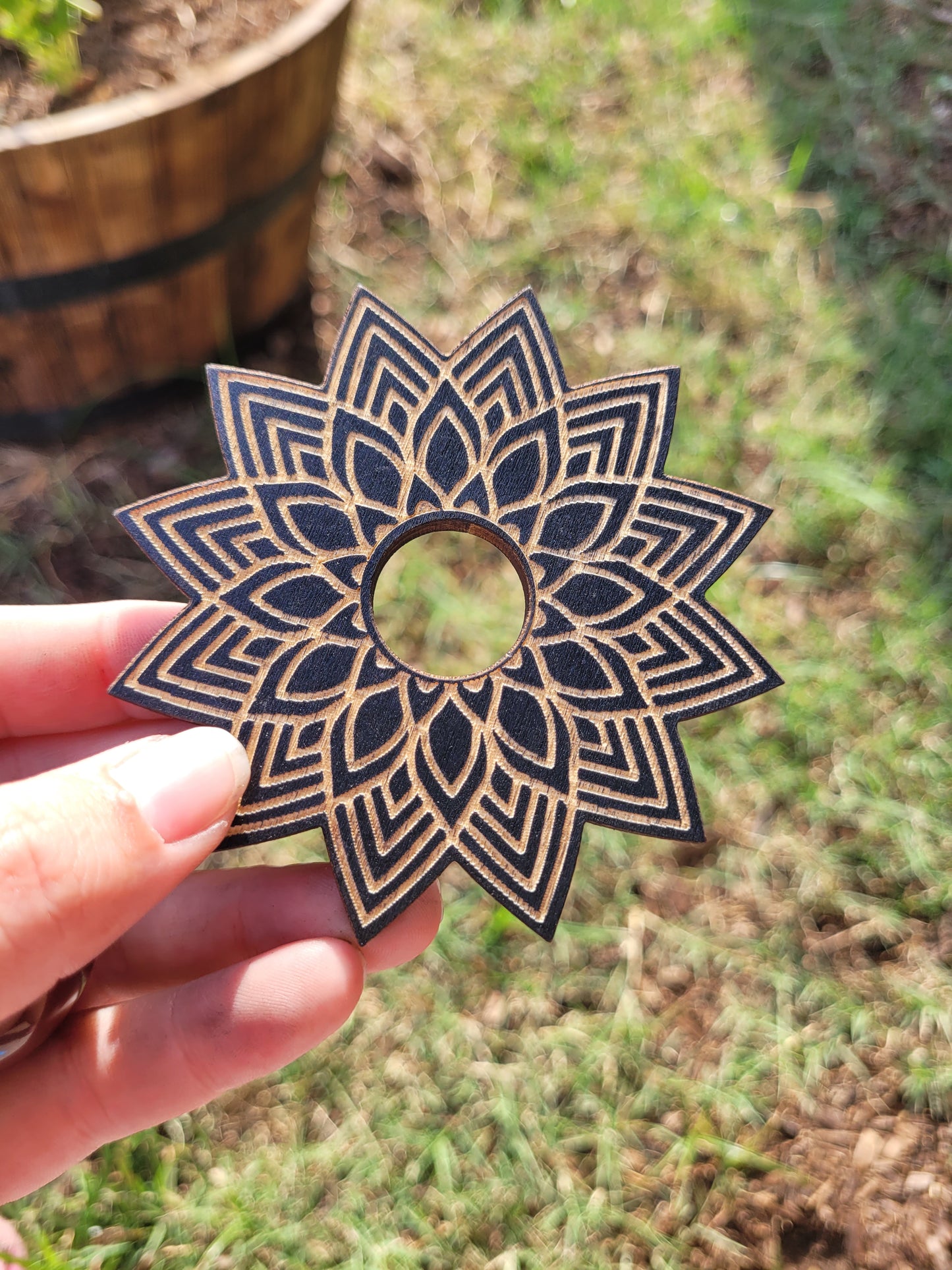 Wooden Crystal Sphere Holder (Witchy Shapes)