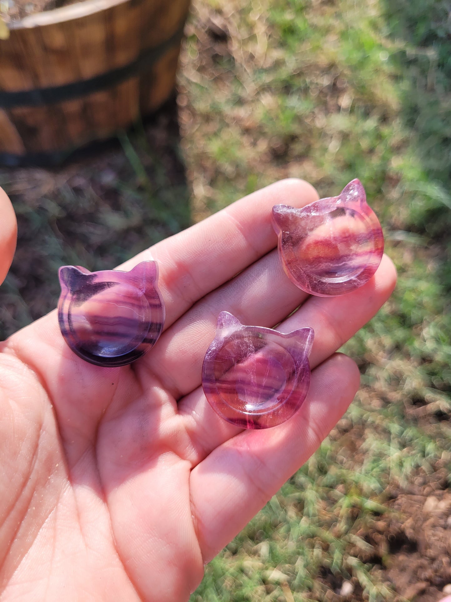 Rainbow Fluorite Cathead Mini Worry Stone