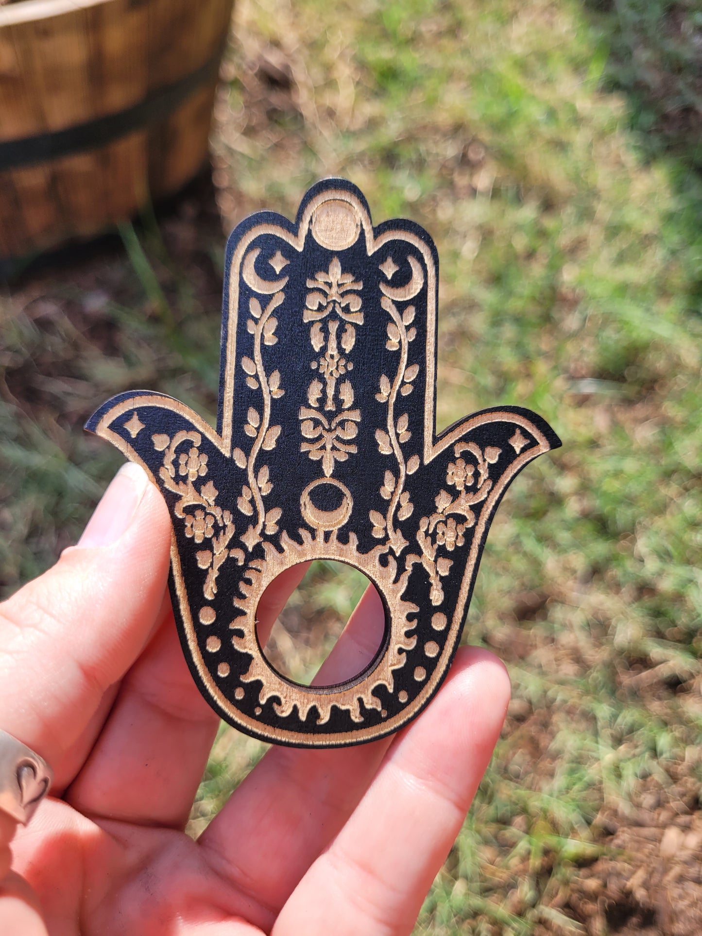 Wooden Crystal Sphere Holder (Witchy Shapes)