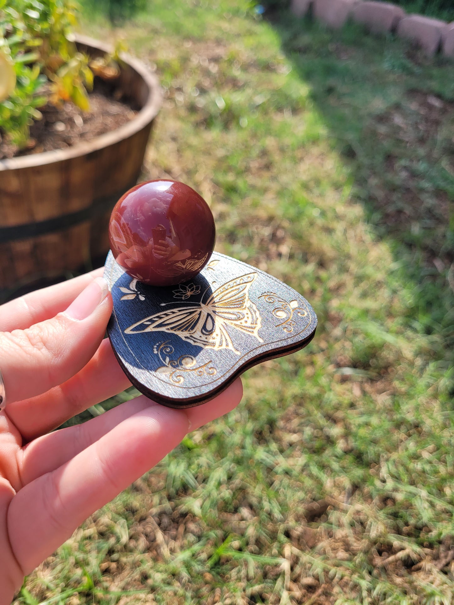 Wooden Crystal Sphere Holder (Witchy Shapes)