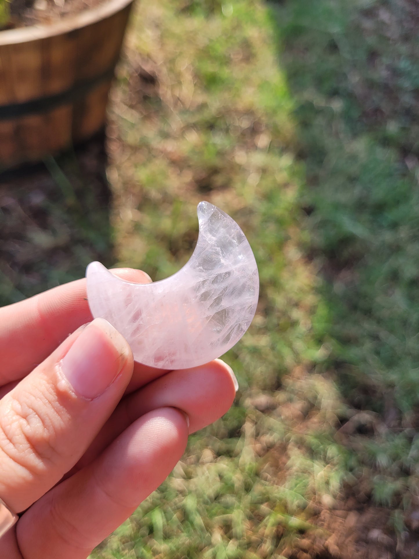 Rose Quartz Moon Crystal Carving