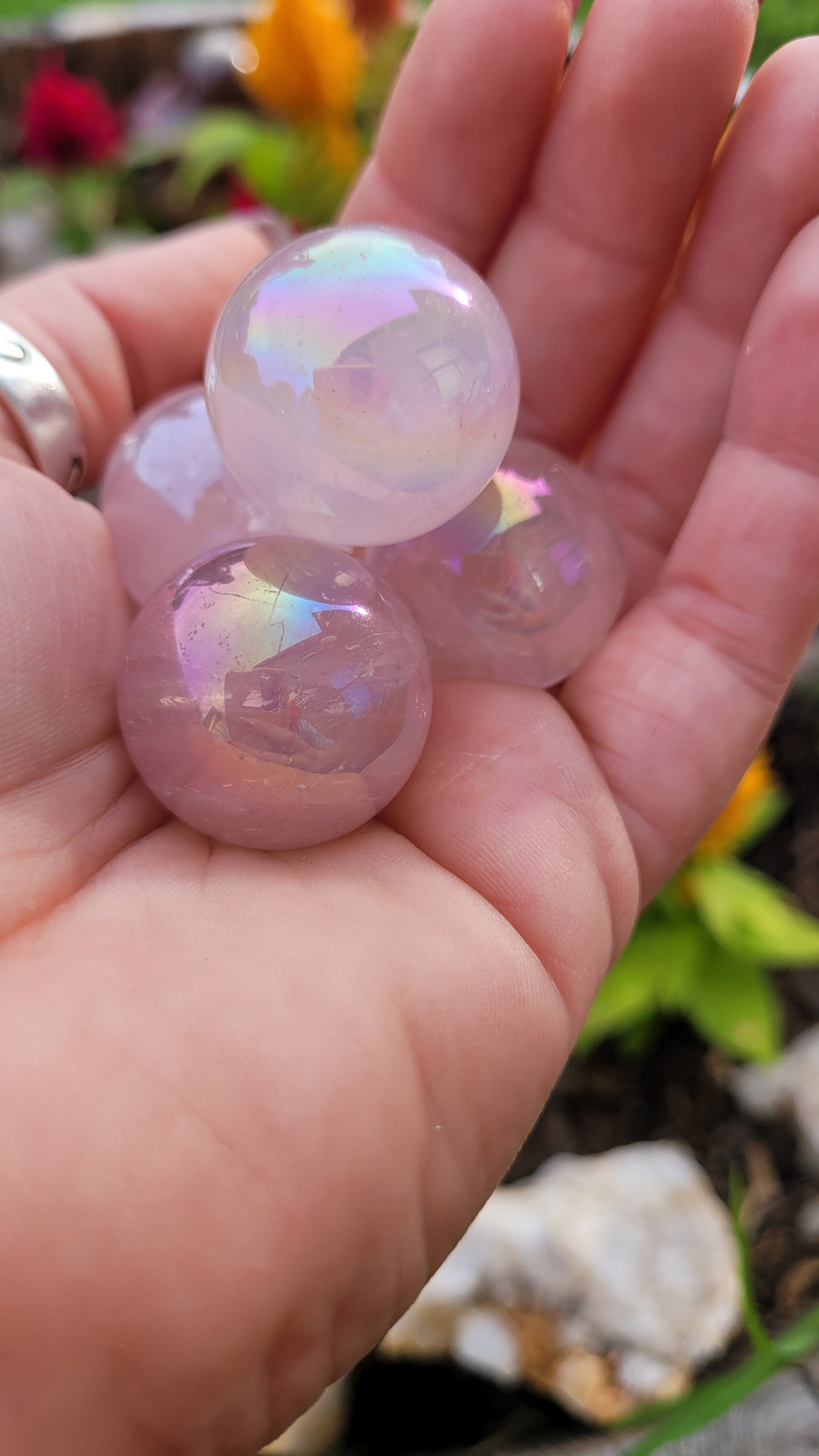 Small Aura Rose Quartz Sphere