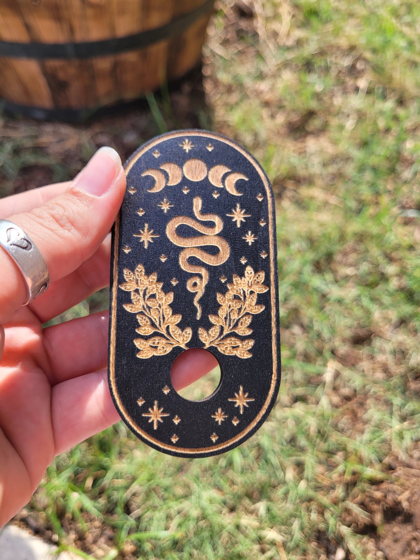 Wooden Crystal Sphere Holder (Witchy Shapes)
