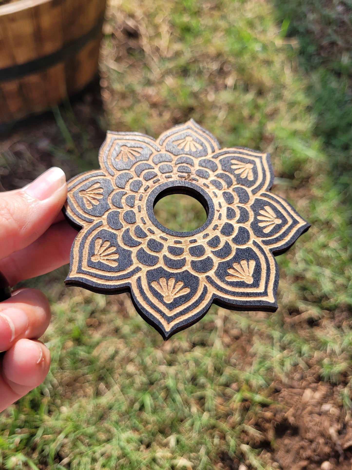 Wooden Crystal Sphere Holder (Witchy Shapes)