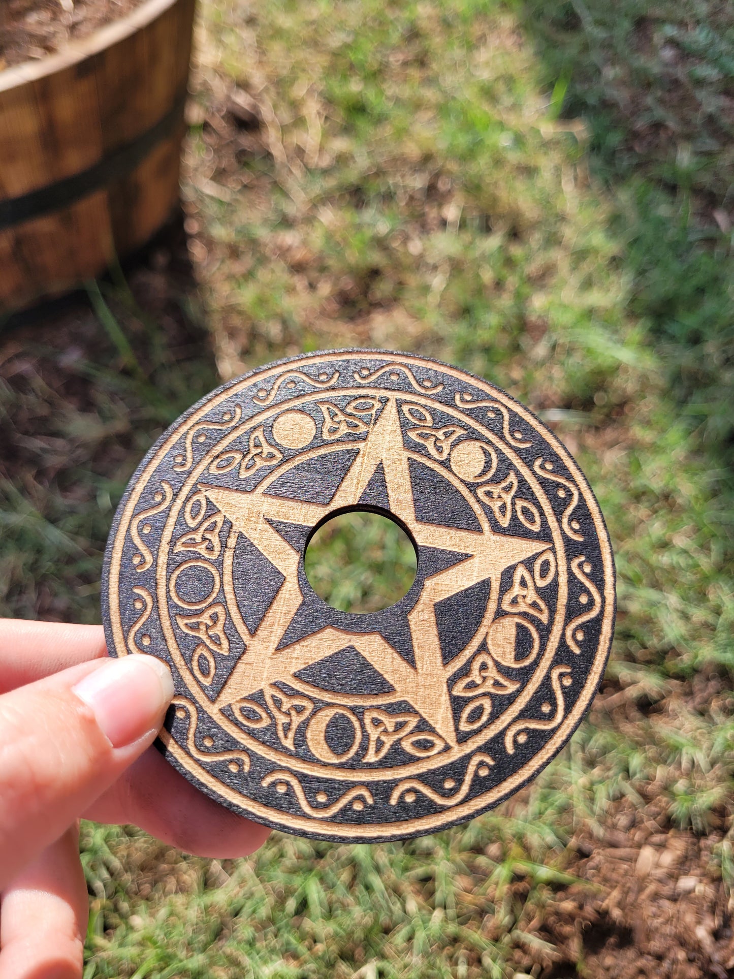Wooden Crystal Sphere Holder (Witchy Shapes)
