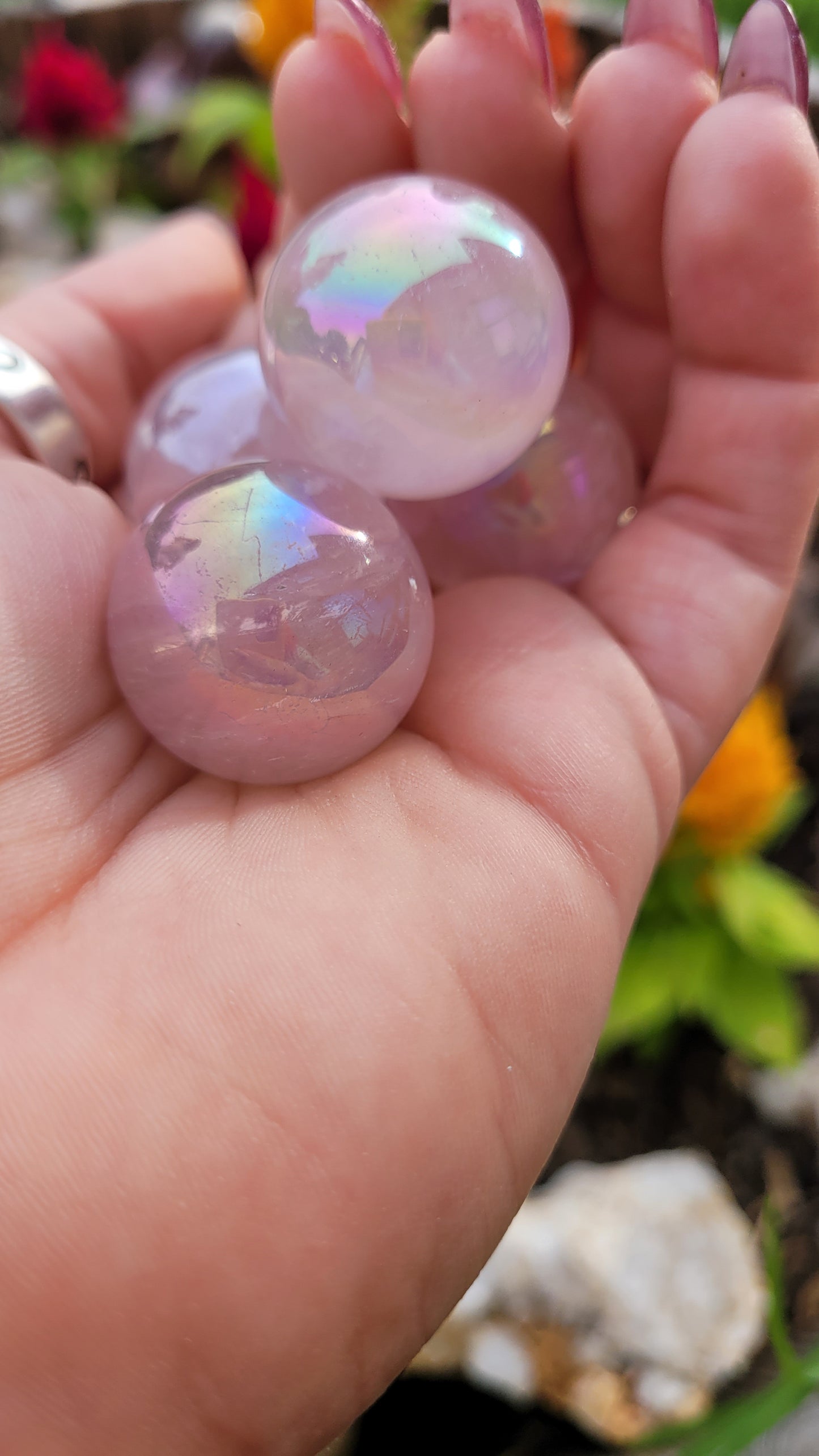 Small Aura Rose Quartz Sphere