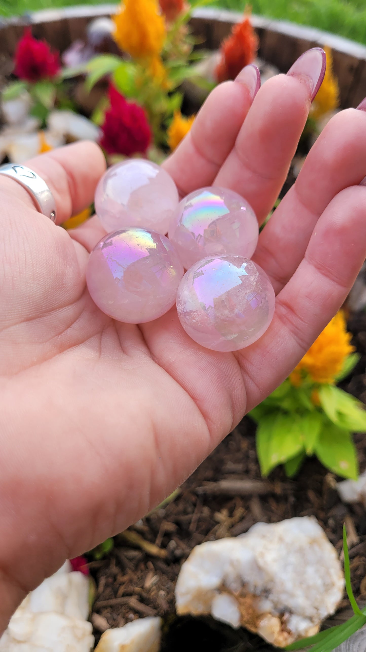 Small Aura Rose Quartz Sphere