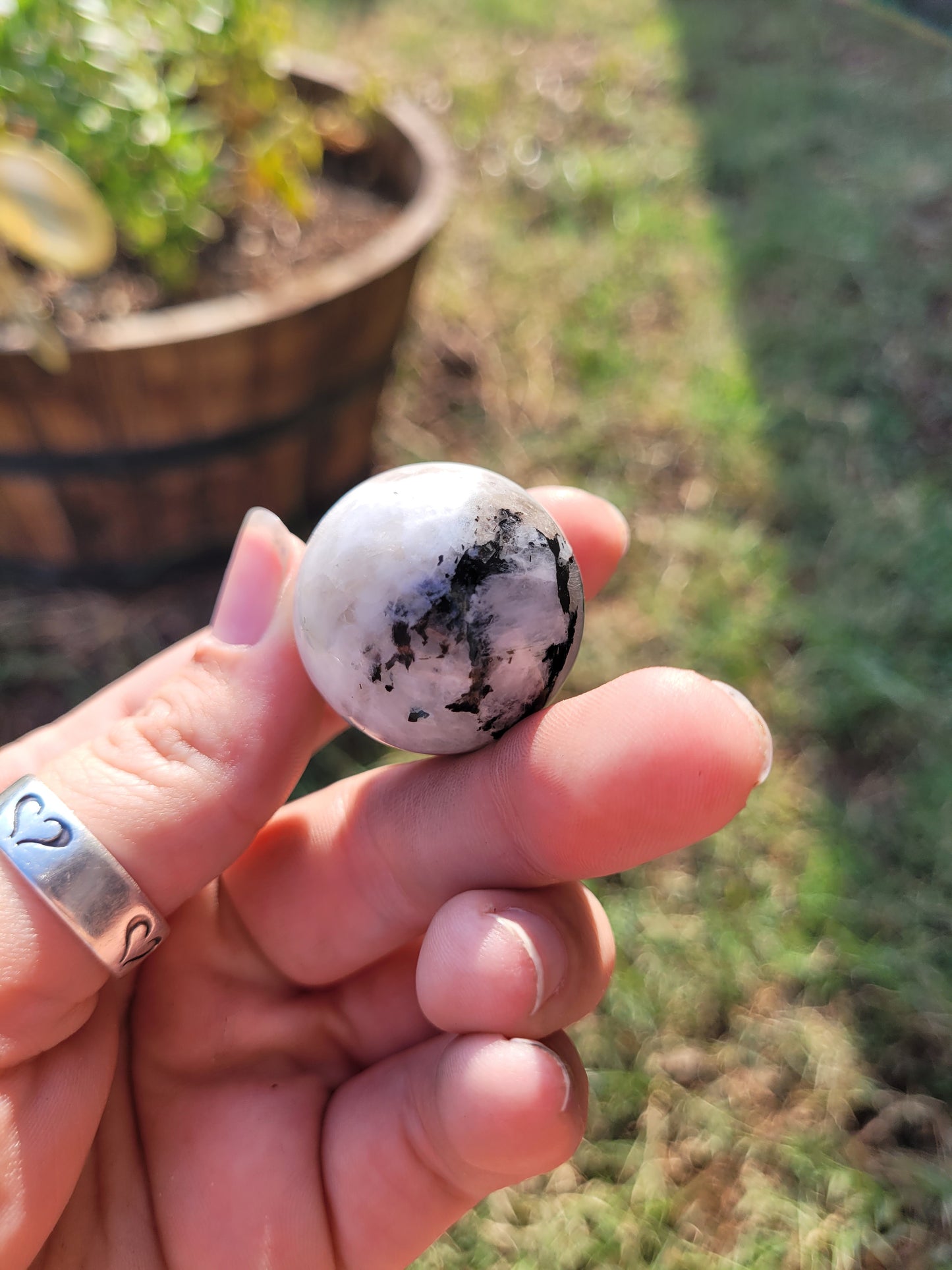 Rainbow Moonstone Sphere with Stand