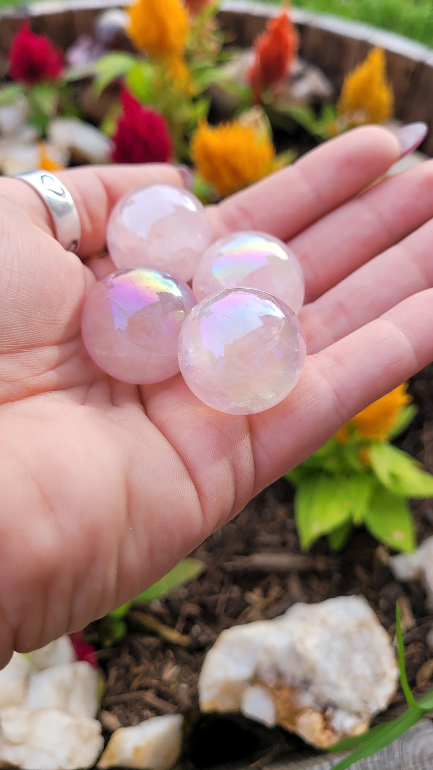 Small Aura Rose Quartz Sphere