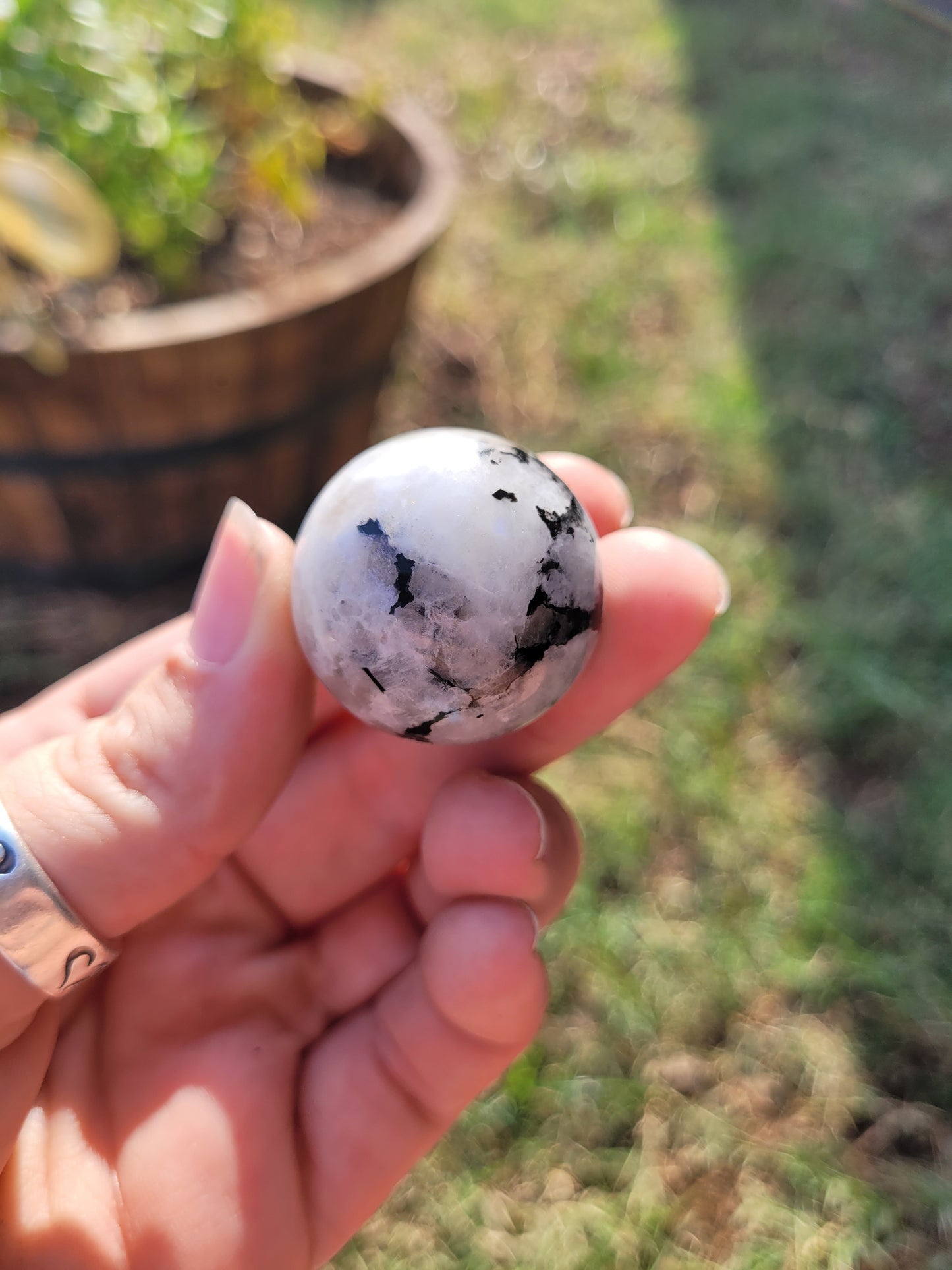 Rainbow Moonstone Sphere with Stand
