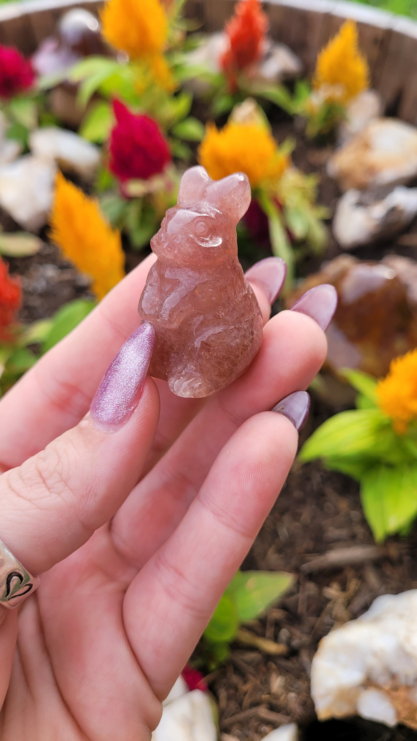 Standing Bunny Crystal Carving
