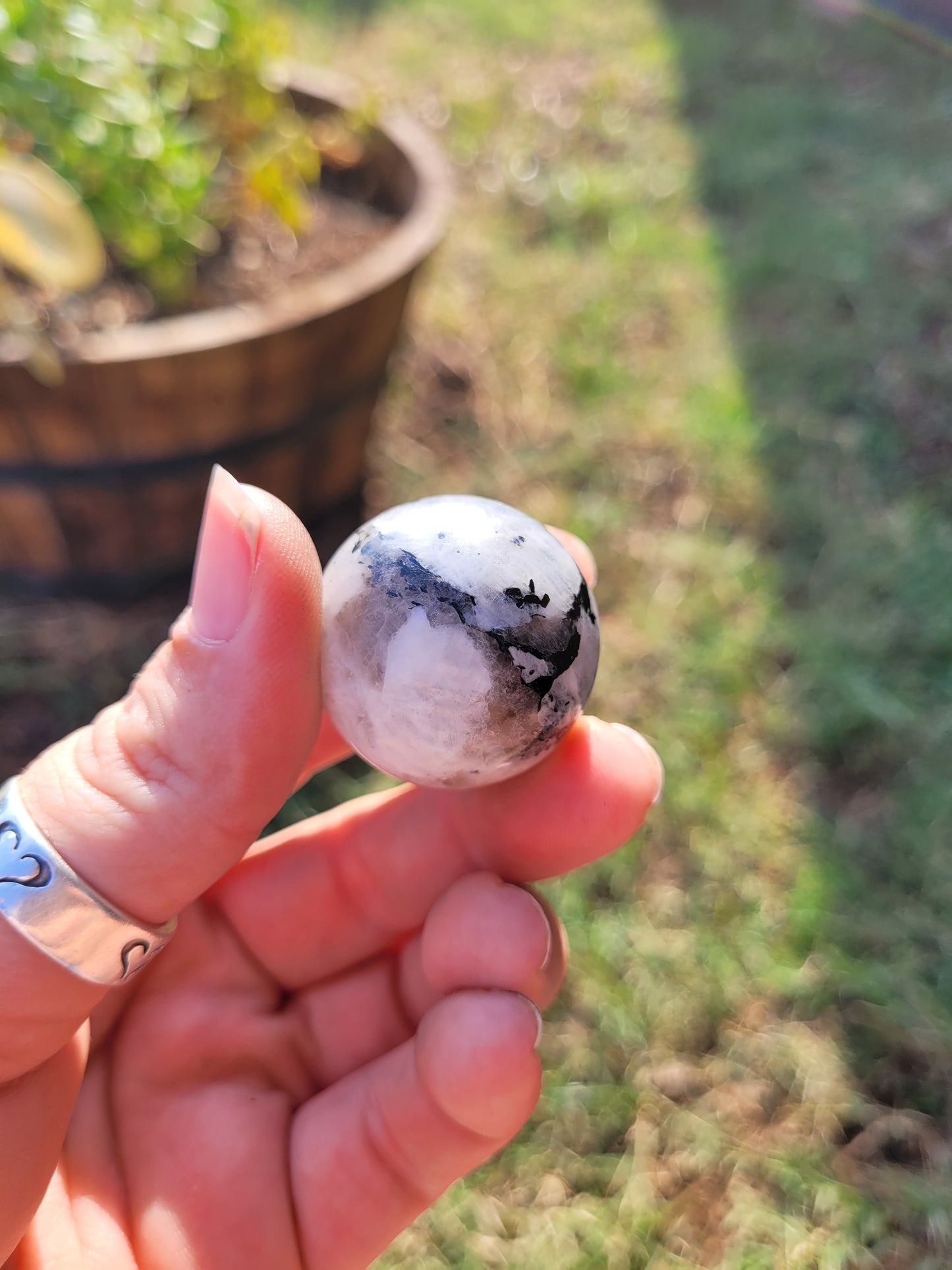 Rainbow Moonstone Sphere with Stand