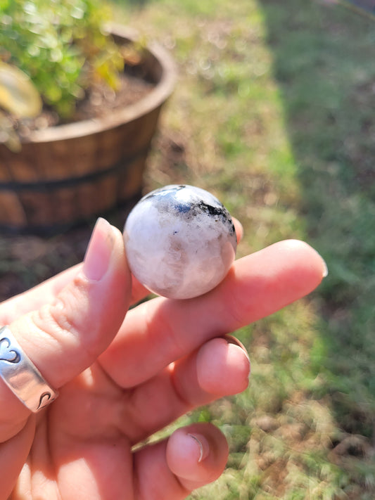 Rainbow Moonstone Sphere with Stand