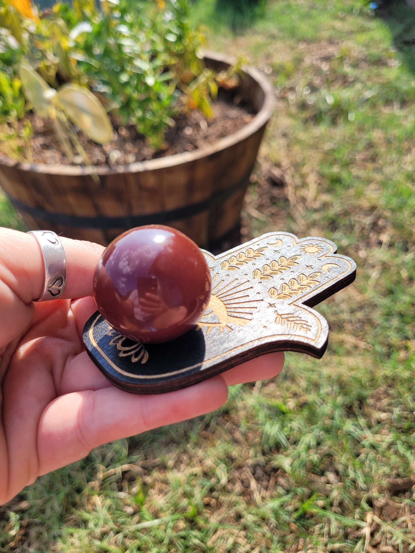 Wooden Crystal Sphere Holder (Witchy Shapes)