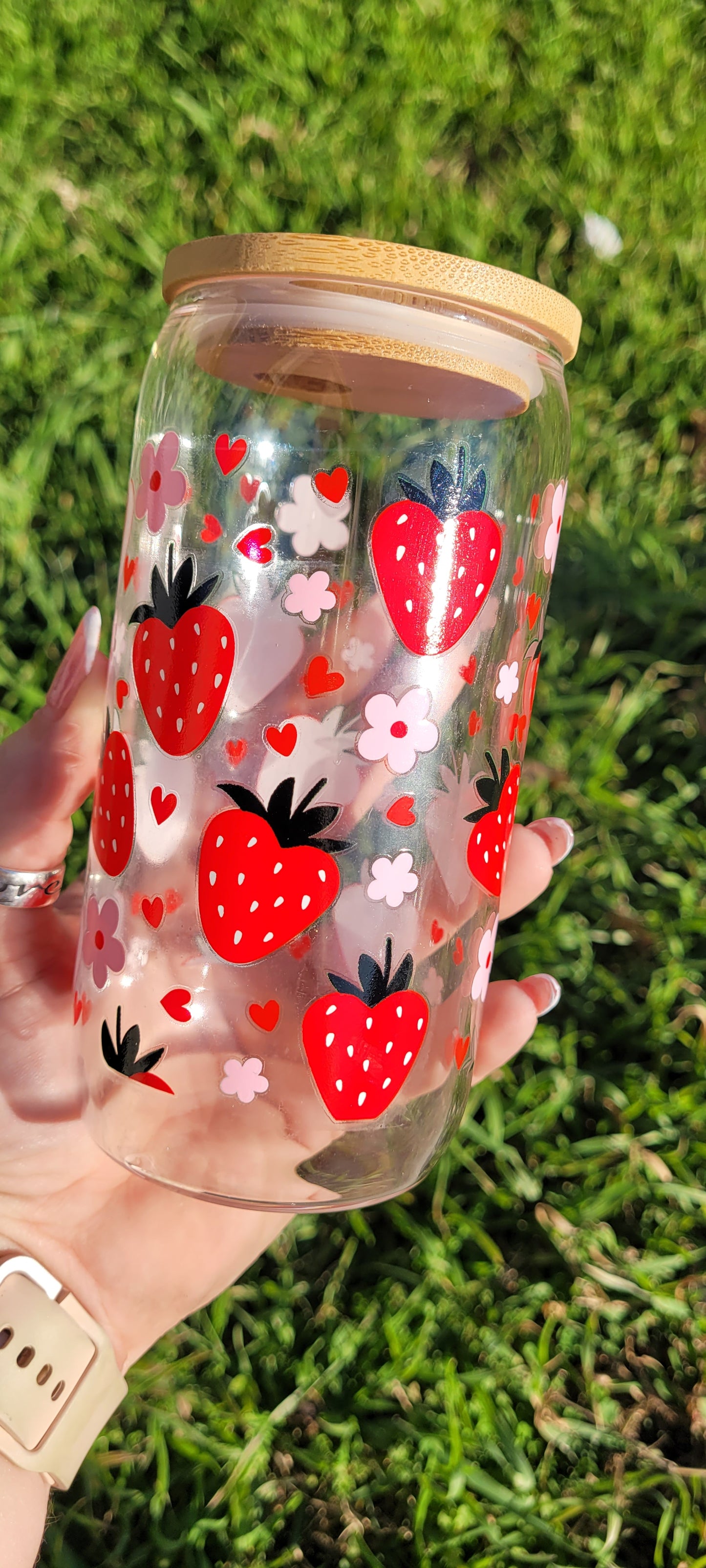 Strawberry Glass Cup - 16oz
