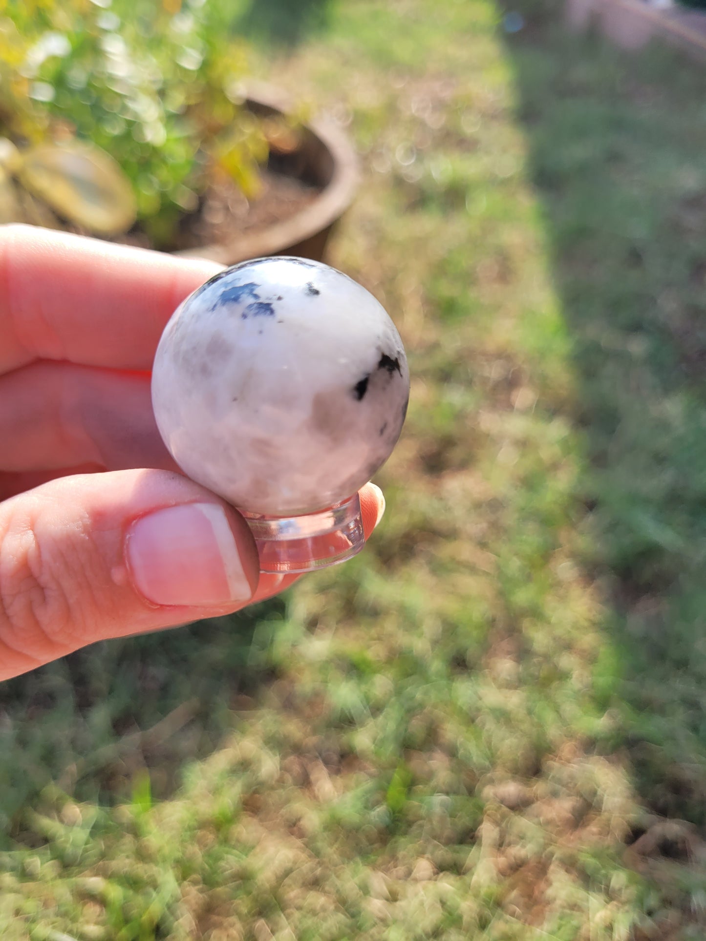 Rainbow Moonstone Sphere with Stand
