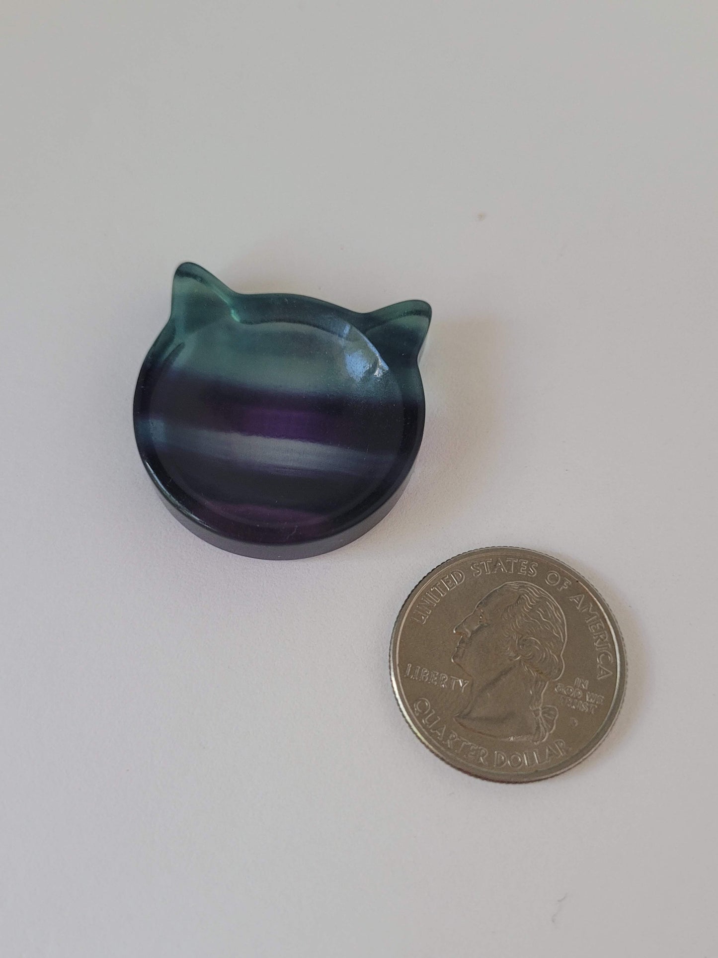 Rainbow Fluorite Cathead Mini Worry Stone
