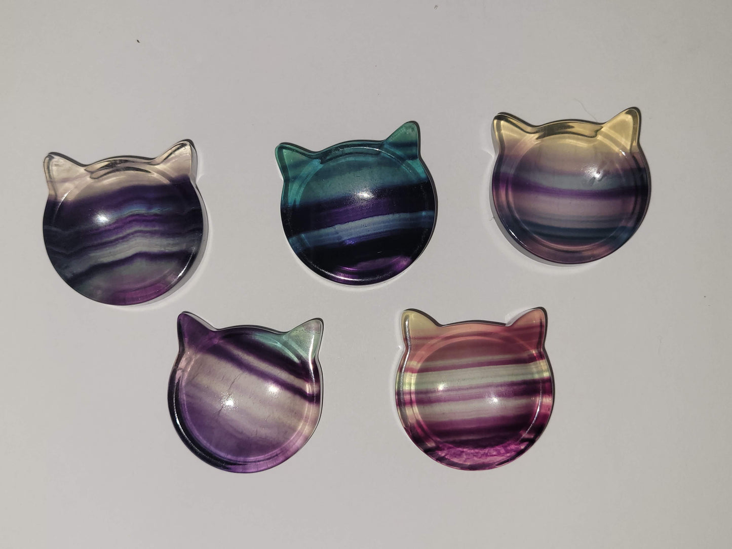 Rainbow Fluorite Cathead Mini Worry Stone