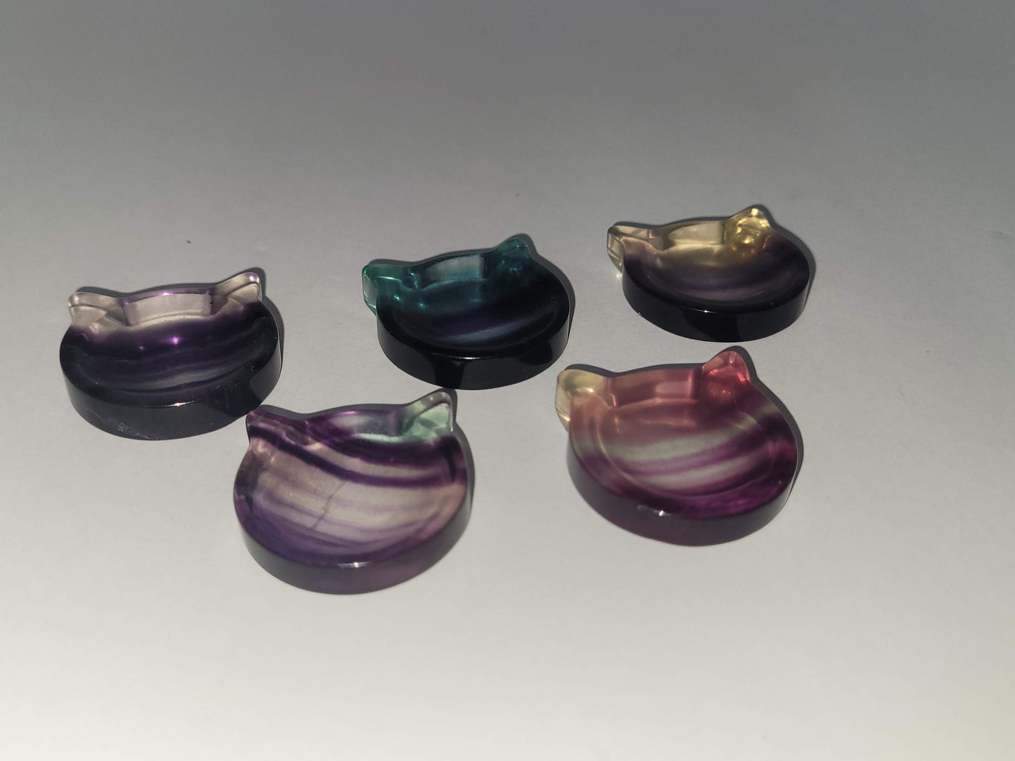 Rainbow Fluorite Cathead Mini Worry Stone