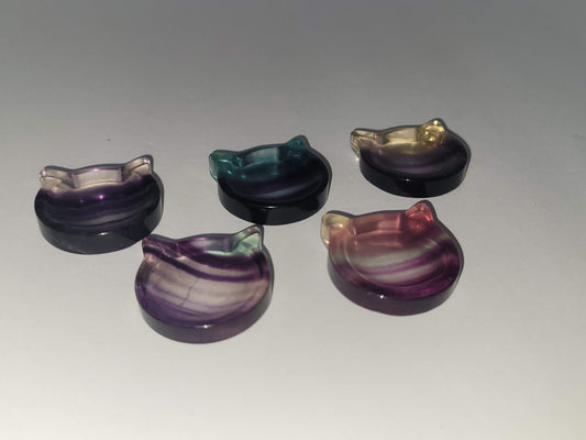 Rainbow Fluorite Cathead Mini Worry Stone