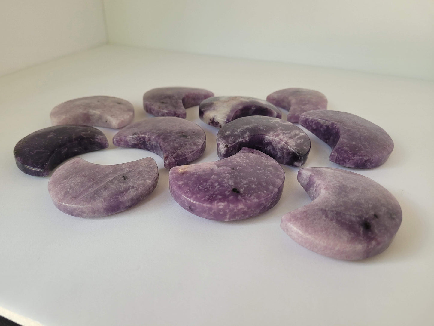 Lepidolite Moon Carvings