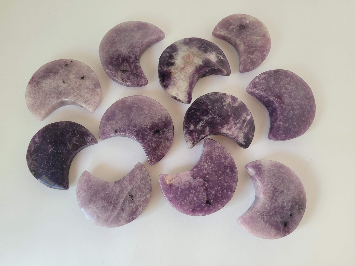 Lepidolite Moon Carvings