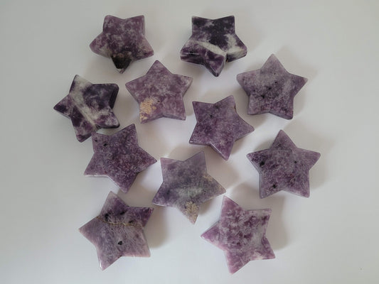 Lepidolite Star Carvings