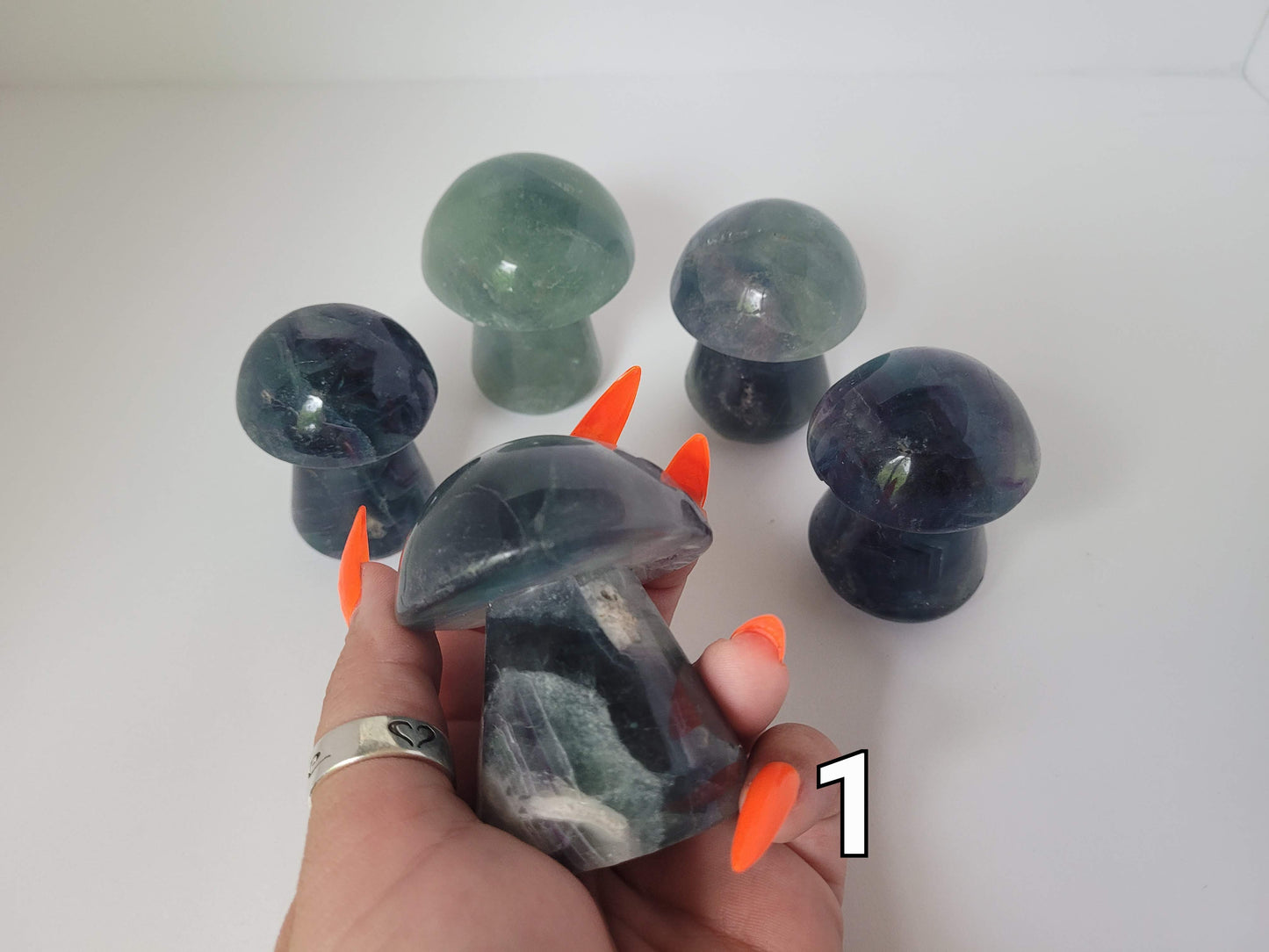 Large Rainbow Fluorite Mushrooms