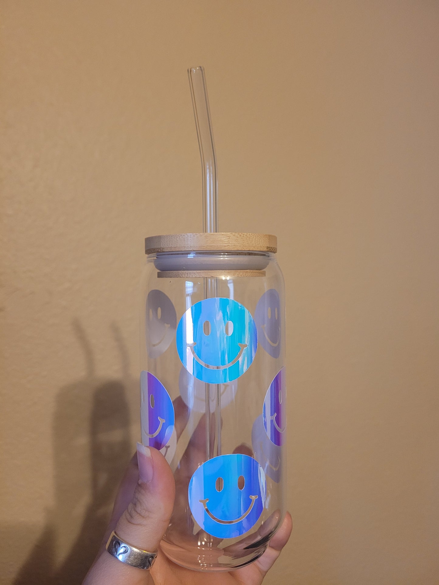 Smiley Glass Cup - 16 oz