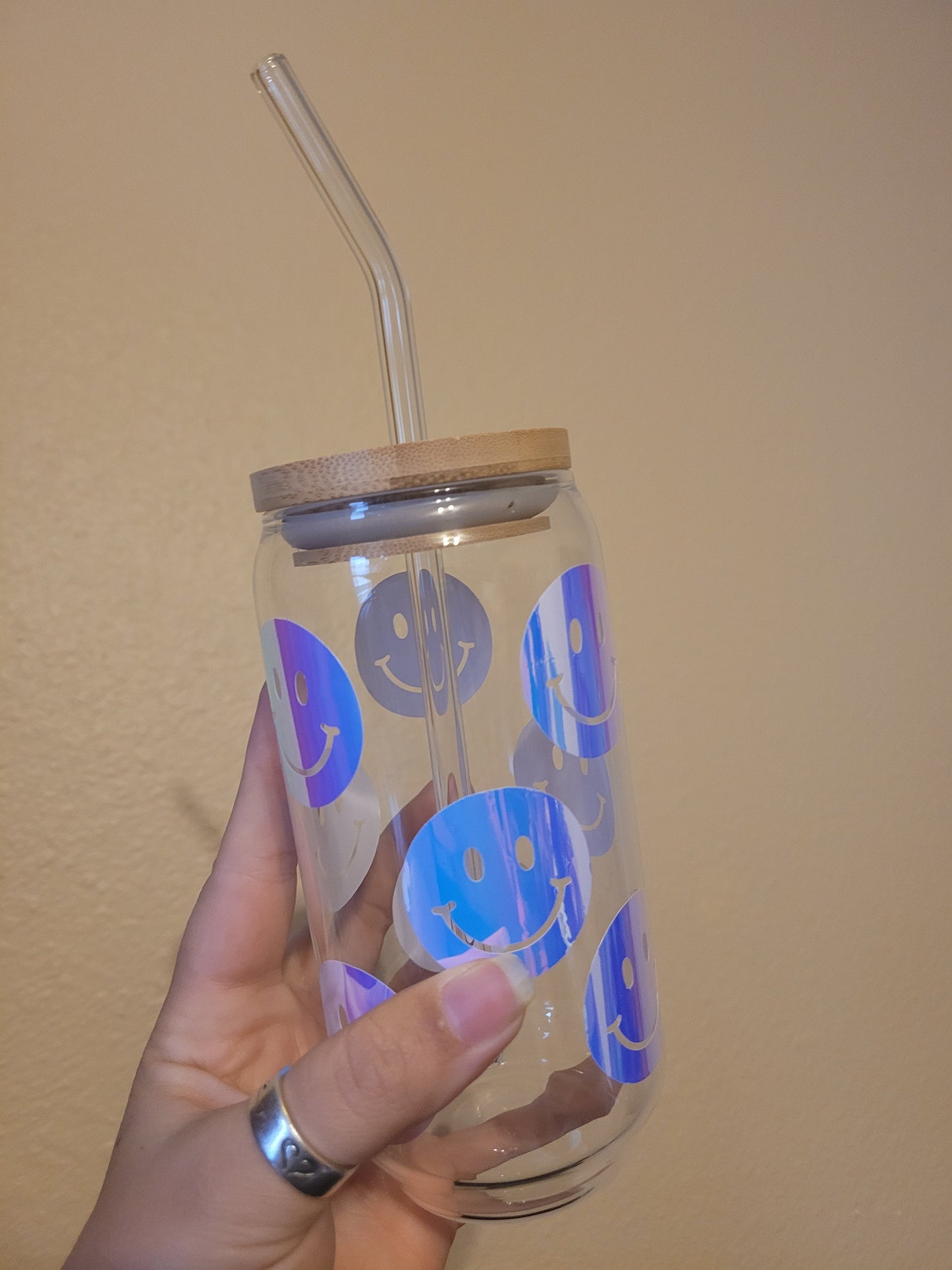 Smiley Glass Cup - 16 oz