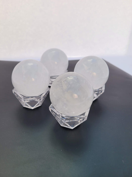 Clear Calcite Spheres with sphere stand