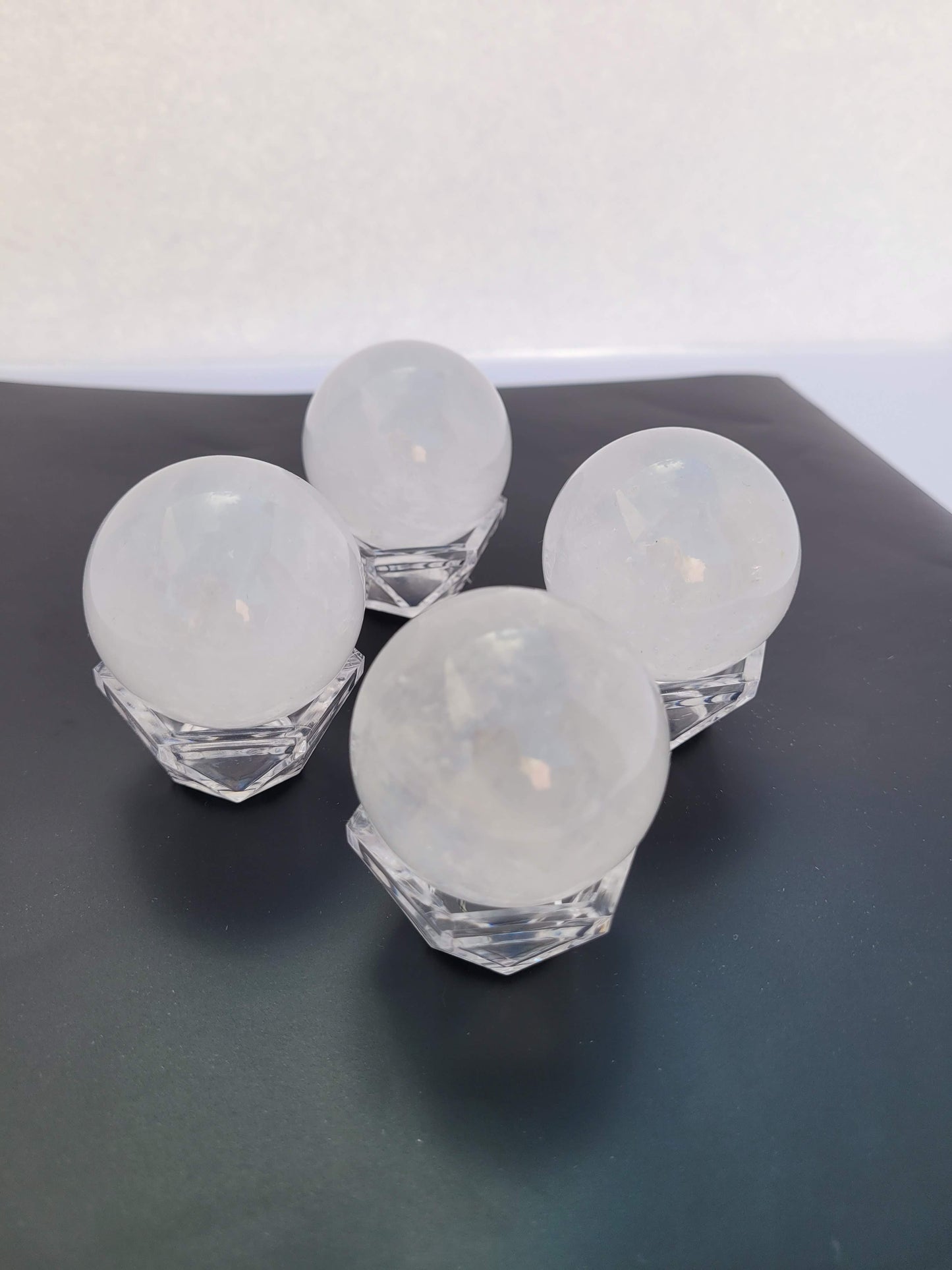 Clear Calcite Spheres with sphere stand