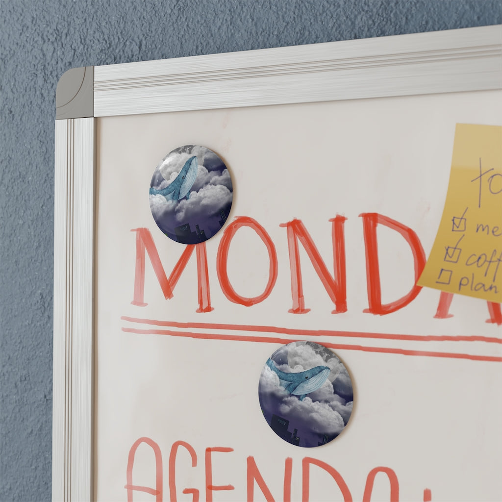 Round Button Magnet in the design City Whale
