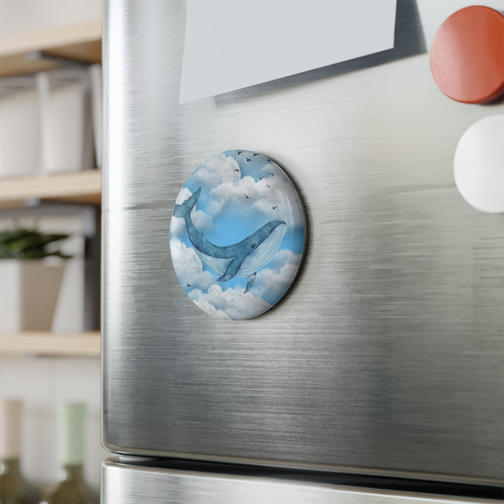 Round Button Magnet in the design Day Whale