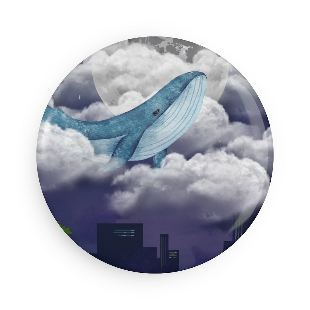 Round Button Magnet in the design City Whale